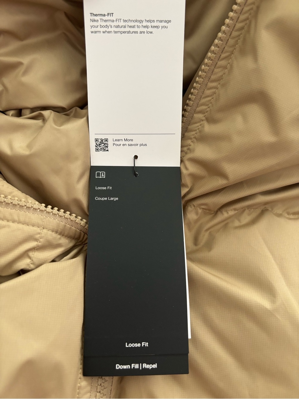 Nike Men’s Therma FIT Down Beige Puffer Jacket 650 Size L - Picture 9 of 12